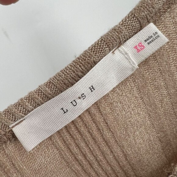 Lush Ribbed Henley A-Line Long Sleeve Dress Beige Irish Cream Size XS NWOT - Picture 7 of 10